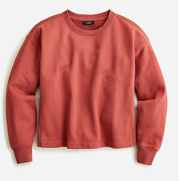 NWT J. Crew Women's University Terry Cropped Crewneck Sweatshirt - Picture 1 of 4